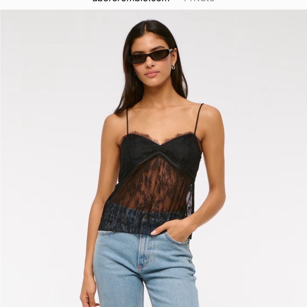 Abercrombie & Fitch black lace tank top